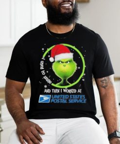 Top santa Grinch I used to smile and the I worked at USPS 2023 christmas shirt