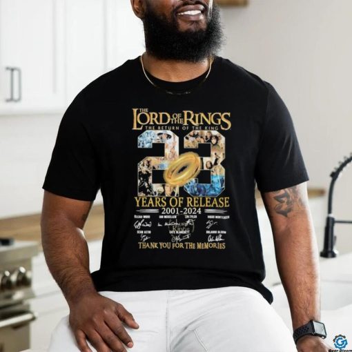 Top the Lord of the Rings The return of the king 23 years of release 2021 2024 thank You for the memories signatures hoodie, sweater, longsleeve, shirt v-neck, t-shirt