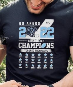 Toronto Argonauts 2022 Go Argos Grey Cup Champions Shirt