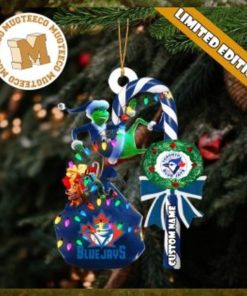 Toronto Blue Jays MLB Grinch Candy Cane Personalized Xmas Gifts Christmas Tree Decorations Ornament 300×300