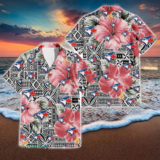 Toronto Blue Jays Pink Hibiscus Vintage Pattern 3D Hawaiian Shirt Best Summer Gift