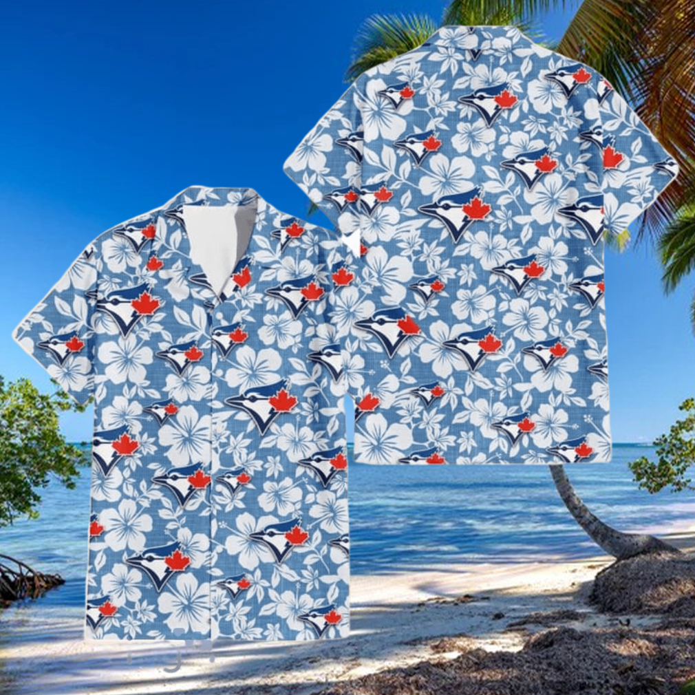 Toronto Blue Jays White Hibiscus Light Blue Texture Background 3D Hawaiian Shirt Toronto Blue Jays White Hibiscus Light Blue Texture Background 3D Hawaiian Shirt