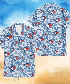 Toronto Blue Jays White Hibiscus Light Blue Texture Background 3D Hawaiian Shirt