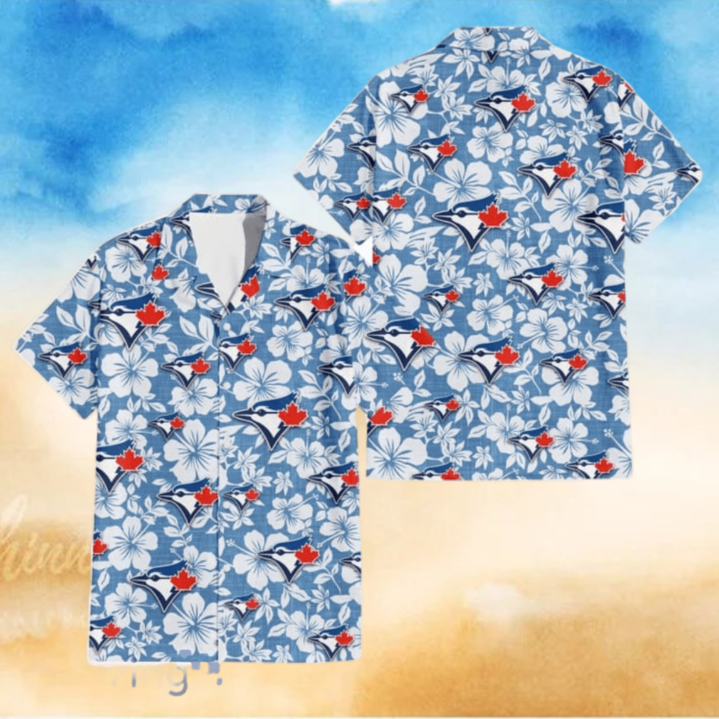 Toronto Blue Jays White Hibiscus Light Blue Texture Background 3D Hawaiian Shirt Toronto Blue Jays White Hibiscus Light Blue Texture Background 3D Hawaiian Shirt