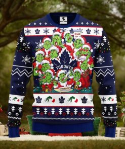 Toronto Maple Leafs 12 Grinch Xmas Day Ugly Christmas Sweater For Sport Fans Christmas Gift