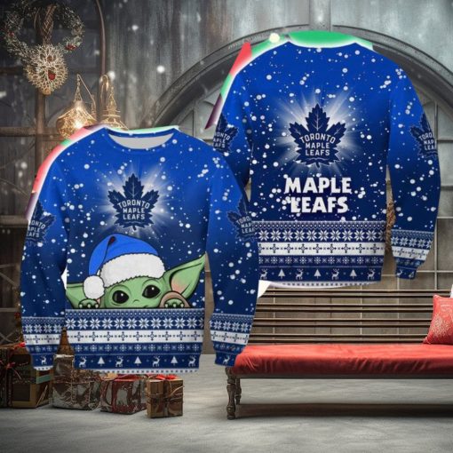 Toronto Maple Leafs Christmas Baby Yoda Sweater Best For Fans Gift Christmas Holidays