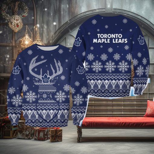 Toronto Maple Leafs Christmas Reindeer Cocoa 3D Sweater For Fans Gift Christmas