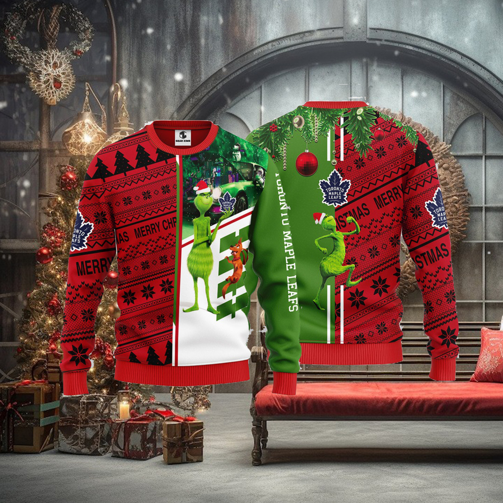Toronto Maple Leafs Grinch & Scooby doo Christmas Ugly Sweater 1 Toronto Maple Leafs Grinch & Scooby doo Christmas Ugly Sweater 1