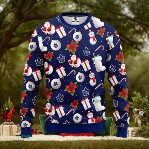 Toronto Maple Leafs Santa Claus Snowman Christmas Ugly Sweater