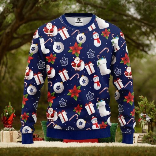 Toronto Maple Leafs Santa Claus Snowman Ugly Christmas Sweater For Sport Fans Christmas Gift