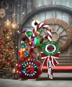Toronto Raptors NBA Custom Name Grinch Candy Cane Tree Decorations Christmas 2023 Ornament