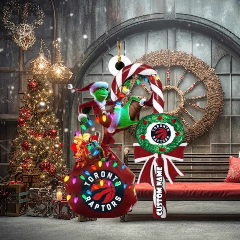 Toronto Raptors NBA Custom Name Grinch Candy Cane Tree Decorations Christmas 2023 Ornament Toronto Raptors NBA Custom Name Grinch Candy Cane Tree Decorations Christmas 2023 Ornament