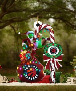 Toronto Raptors NBA Custom Name Grinch Candy Cane Tree Decorations Christmas 2023 Ornament