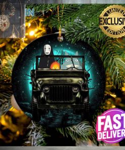 Totoro No Face Ghibli Ride Jeep Funny Anime Personalized 2023 Holiday Merry Christmas Decorations Ornament