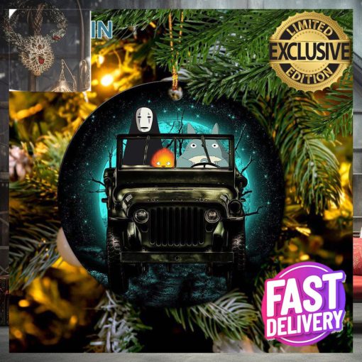 Totoro No Face Ghibli Ride Jeep Funny Anime Personalized 2023 Holiday Merry Christmas Decorations Ornament