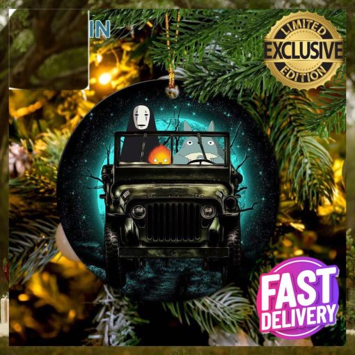 Totoro No Face Ghibli Ride Jeep Funny Anime Personalized 2023 Holiday Merry Christmas Decorations Ornament