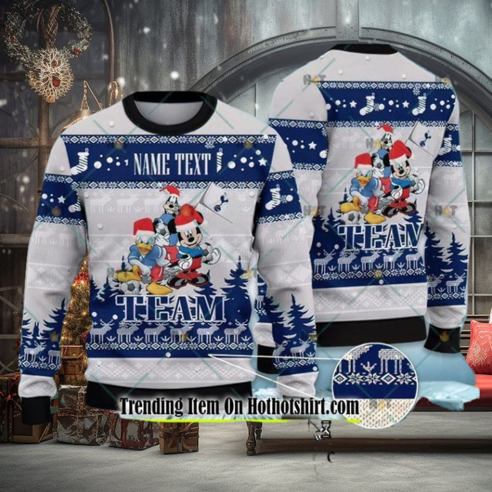 Tottenham Hotspur Disney Team Personalized Ugly Christmas Sweater Tottenham Hotspur Disney Team Personalized Ugly Christmas Sweater