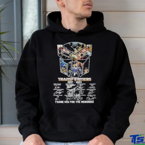 Transformers 16th 1977 2023 thank you for the memories signatures hoodie, sweater, longsleeve, shirt v-neck, t-shirt