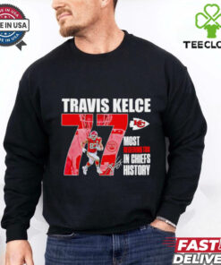Travis Kelce Chiefs most receiving TDS in Chiefs history signature shirt