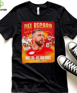Travis Kelce Kansas City Chiefs NFL record most 100 Rec Yard games poster signature shirt