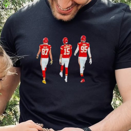 Travis Kelce Patrick Mahomes and Chris Jones walking shirt