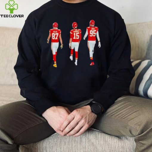Travis Kelce Patrick Mahomes and Chris Jones walking shirt