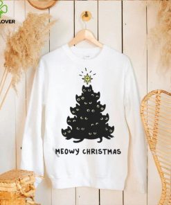 Tree Black Cat Meowy Christmas Shirt