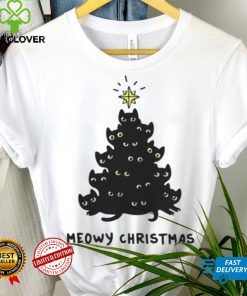 Tree Black Cat Meowy Christmas Shirt