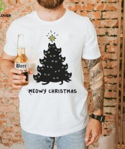 Tree Black Cat Meowy Christmas Shirt