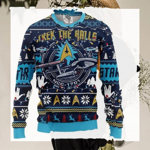 Trek The Halls Ugly Knitted Christmas Sweathoodie, sweater, longsleeve, shirt v-neck, t-shirt