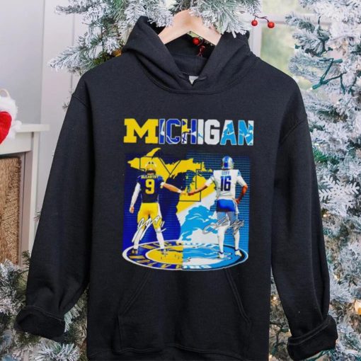 Trending Michigan J.J. Mccarthy and Jared Goff signatures hoodie, sweater, longsleeve, shirt v-neck, t-shirt