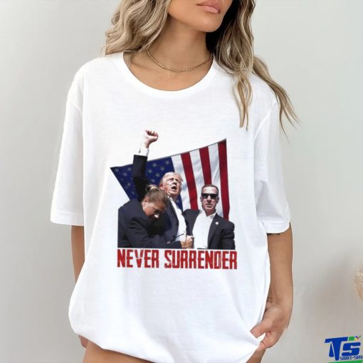 Trending Trump Rally Never Surrender Us Flag T shirt