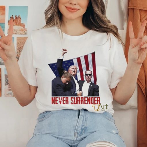 Trending Trump Rally Never Surrender Us Flag T shirt