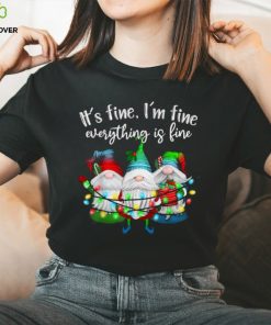 Trends Its Fine Im Fine Everything Is Fine Gnome Christmas Lights T Shirts