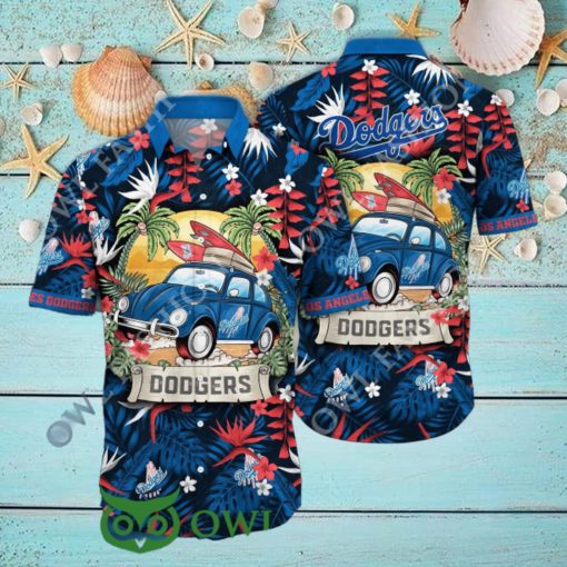 Trendy Car Floral Los Angeles Dodgers MLB Hawaiian Shirt Aloha