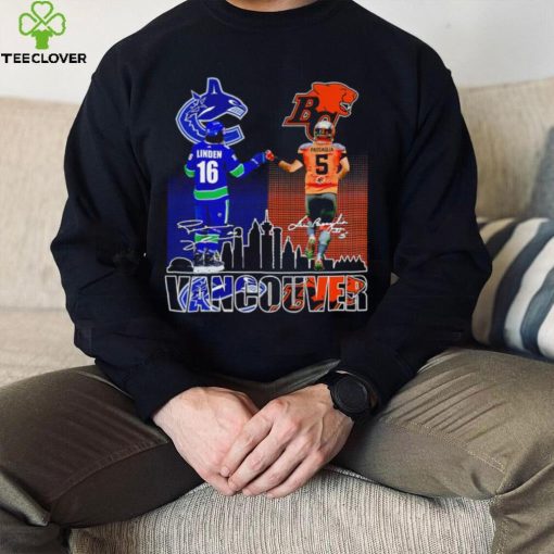 Trevor Linden and Lui Passaglia Vancouver Sport skyline signatures hoodie, sweater, longsleeve, shirt v-neck, t-shirt