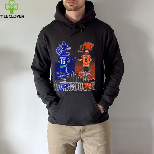 Trevor Linden and Lui Passaglia Vancouver Sport skyline signatures hoodie, sweater, longsleeve, shirt v-neck, t-shirt