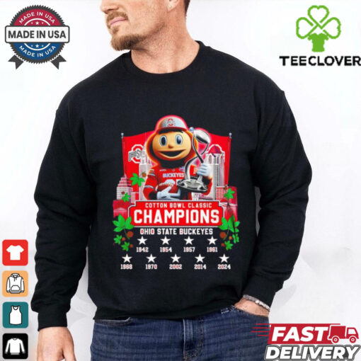 Trophy Cotton Bowl Classic Champions Ohio State Buckeyes Mascot shirt