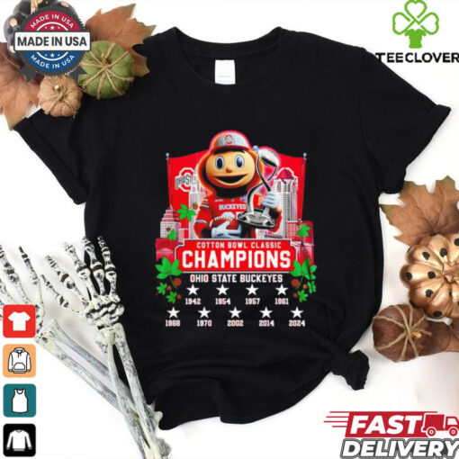 Trophy Cotton Bowl Classic Champions Ohio State Buckeyes Mascot shirt