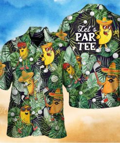 Tropical Aloha Funny Taco Playing Golf Let's Par Tee Palm Leaves Pattern Hawaiian Shirt