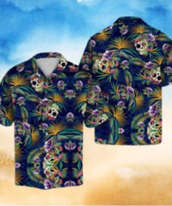 Tropical Blue Skull Hawaiian Shirt Summer Button Up For Men Women Couple