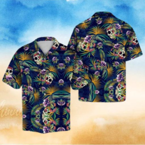 Tropical Blue Skull Hawaiian Shirt Summer Button Up For Men Women Couple