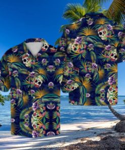 Tropical Blue Skull Hawaiian Shirt Summer Button Up For Men Women Couple