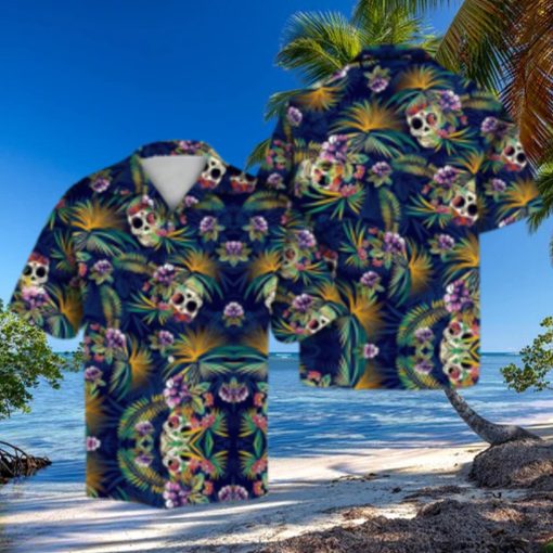 Tropical Blue Skull Hawaiian Shirt Summer Button Up For Men Women Couple