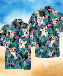 Tropical Corgi Dog Shirt For Men Hawaiian Shirt