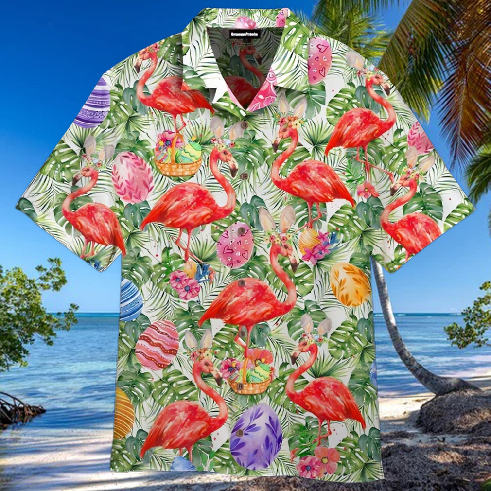 Tropical Flamingo Easter Eggs Hawaiian Shirt