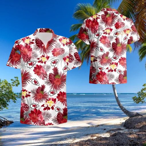 Tropical Flower Pattern On White Theme Hawaiian Shirt