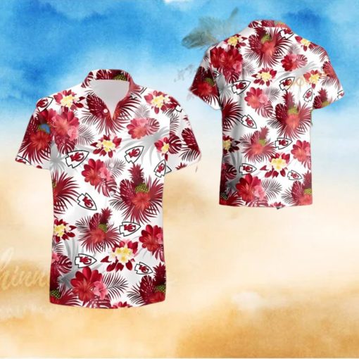 Tropical Flower Pattern On White Theme Hawaiian Shirt