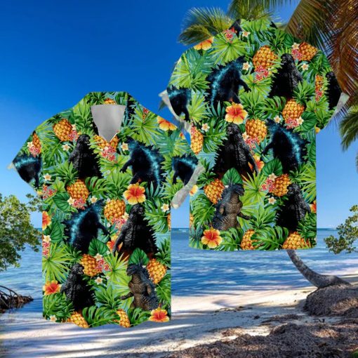 Tropical Godzilla Hawaiian Shirts For Men Women  Funny Hibiscus Hawaiian