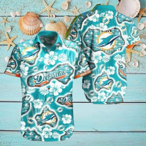 Tropical Hibiscus Flower Miami Dolphins NFL Hawaiian Shirt